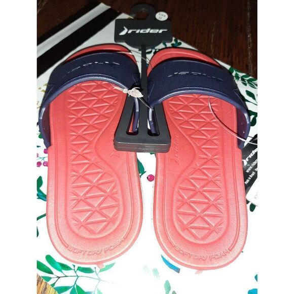 New Kids Size 12 Red Blue Rider Infinitiik Summer Casual Slides Sandals - Picture 4 of 9